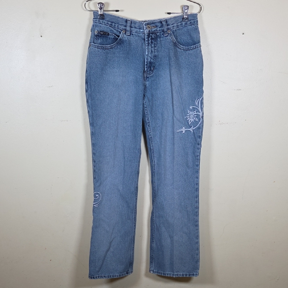 Vtg Y2K Squeeze Jeans Embroidered Retro Bootcut Size 28x29